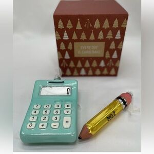 Blown Glass Ornaments  Calculator And Pencil No. 2 Every Day Is Christmas
